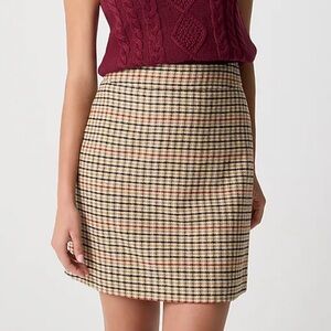 J. Crew Factory Plaid wool-blend A-line mini skirt